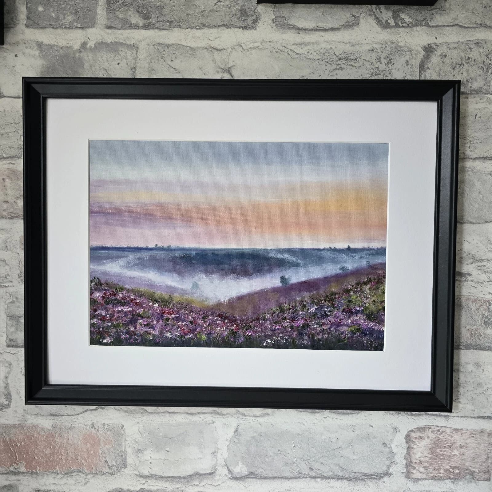 Scottish Highlands Moors Heather Landscape Oil Painting Framed
