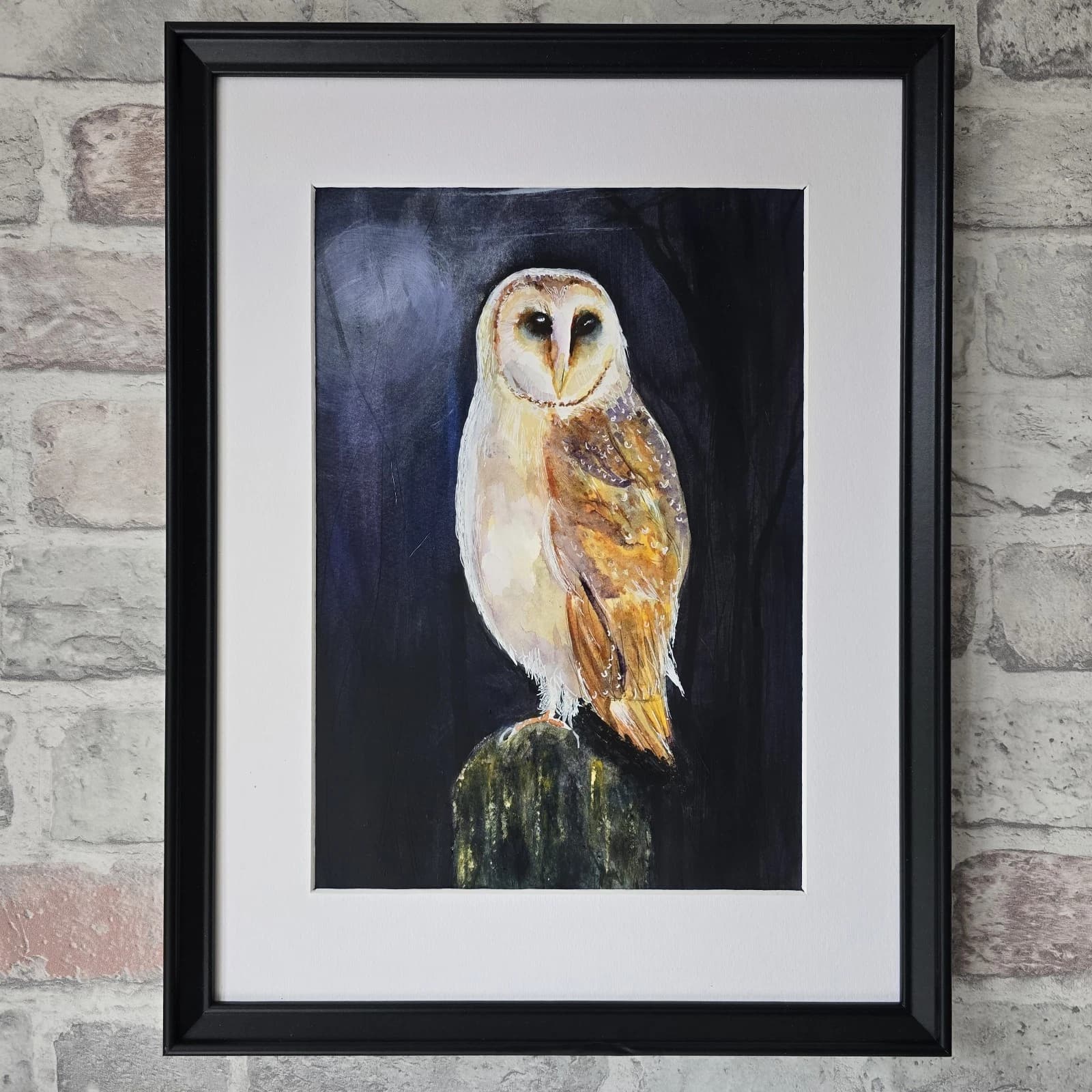 Watercolour Painting Barn Owl Bird Wildlife Art